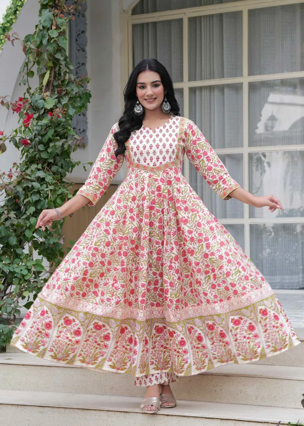 Off_White_&_Pink_Cotton__And_Anarkali_Kurta_For_Women
