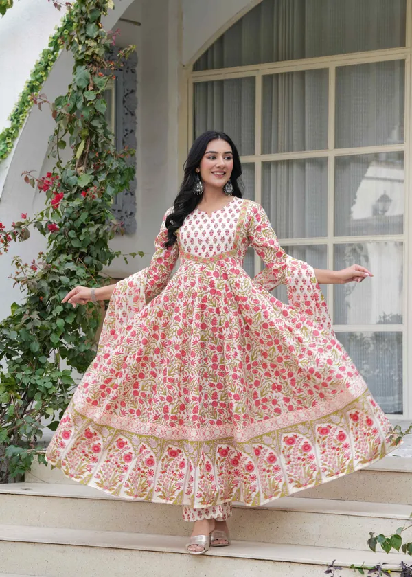 Off_White_&_Pink_Cotton__And_Anarkali_Kurta_For_Women