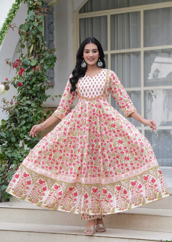 Off_White_&_Pink_Cotton__And_Anarkali_Kurta_For_Women