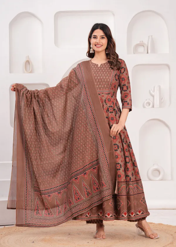 Brown_Cotton_Anarkali_Kurta_For_Women