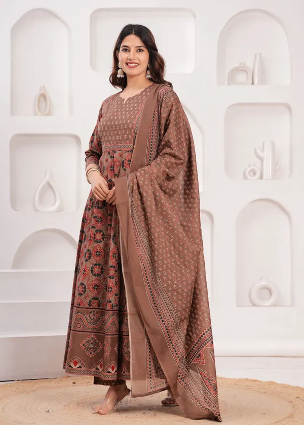 Brown_Cotton_Anarkali_Kurta_For_Women