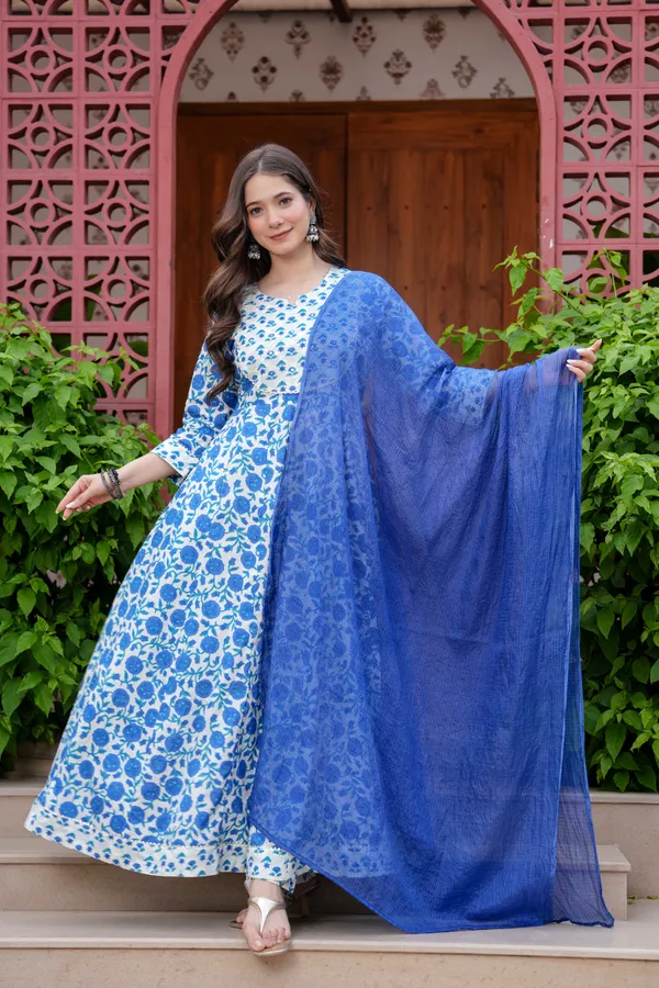 Blue_Cotton__And_Anarkali_Kurta_For_Women