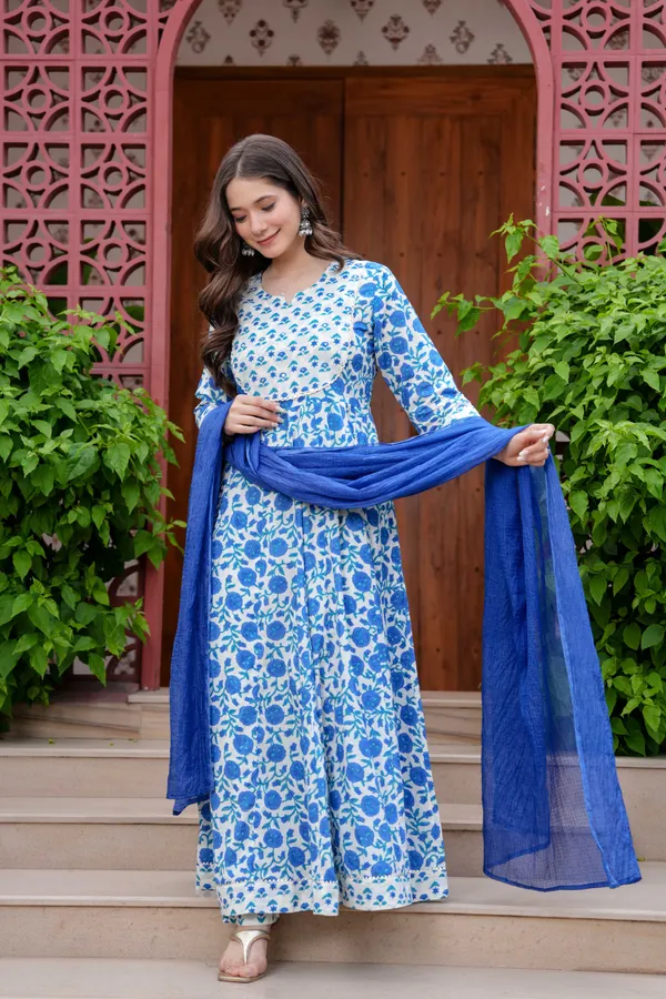 Blue_Cotton__And_Anarkali_Kurta_For_Women
