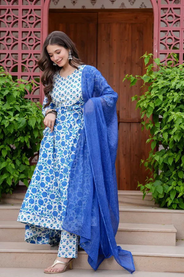 Blue_Cotton__And_Anarkali_Kurta_For_Women