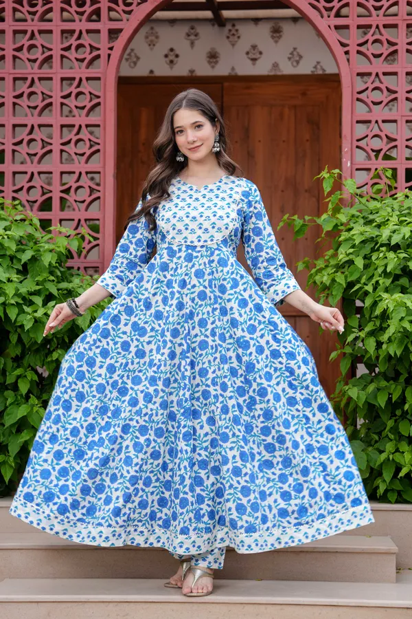Blue_Cotton__And_Anarkali_Kurta_For_Women