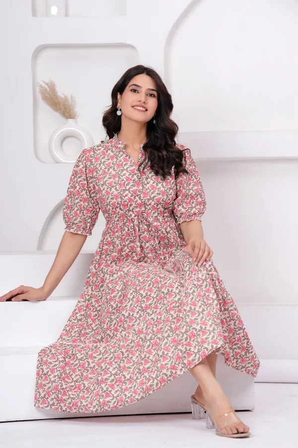 Pink_Printed_Cotton_Dress__For_Women