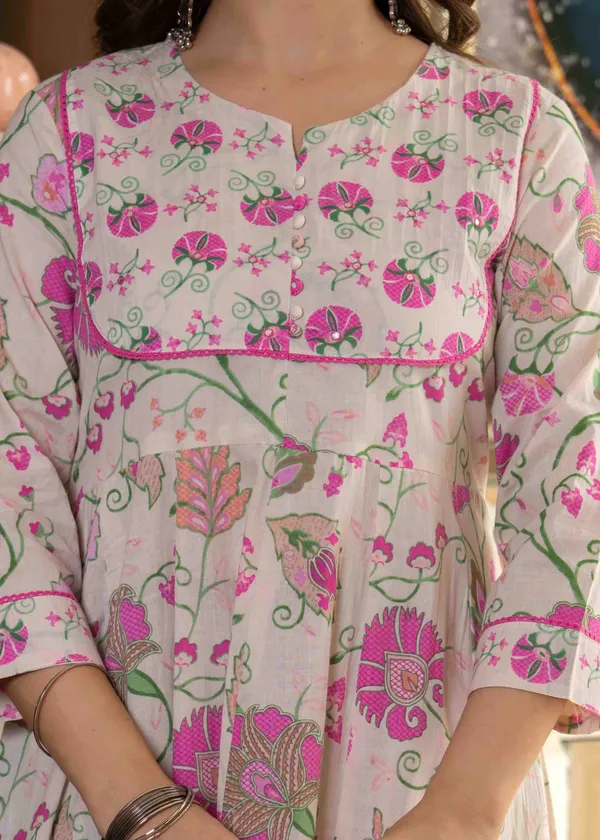 Pink_Cotton__&_Lace_Work_Anarkali_Kurta_Set_For_Women
