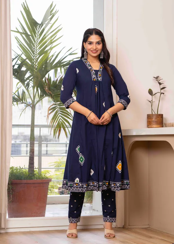 Navy_Blue_Cotton_Anarkali_Kurta_For_Women