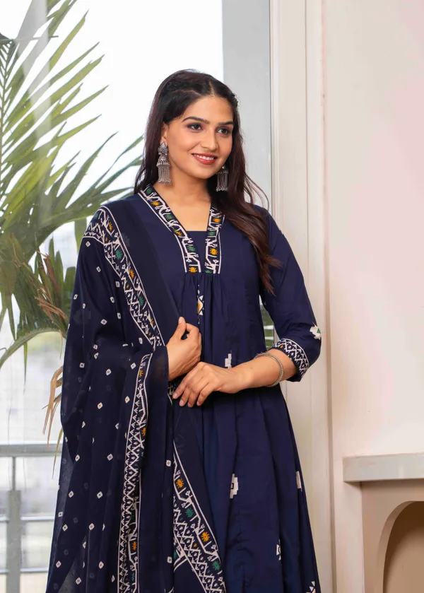 Navy_Blue_Cotton_Anarkali_Kurta_For_Women