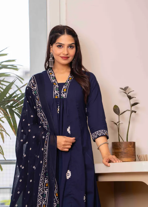 Navy_Blue_Cotton_Anarkali_Kurta_For_Women