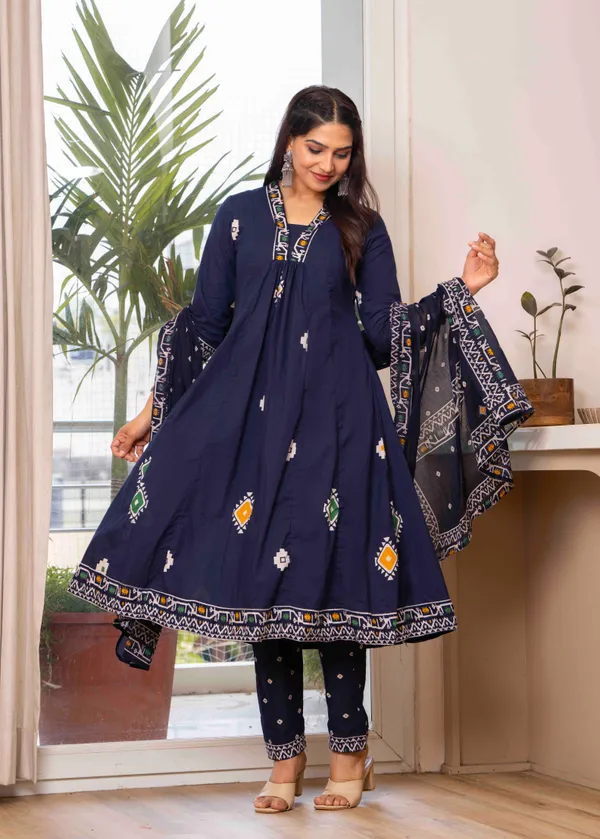 Navy_Blue_Cotton_Anarkali_Kurta_For_Women