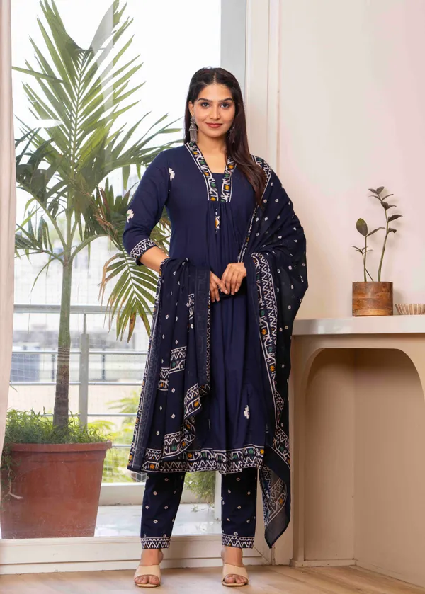 Navy_Blue_Cotton_Anarkali_Kurta_For_Women