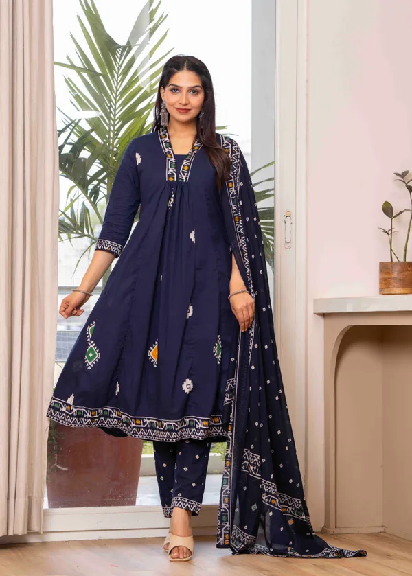 Navy_Blue_Cotton_Anarkali_Kurta_For_Women