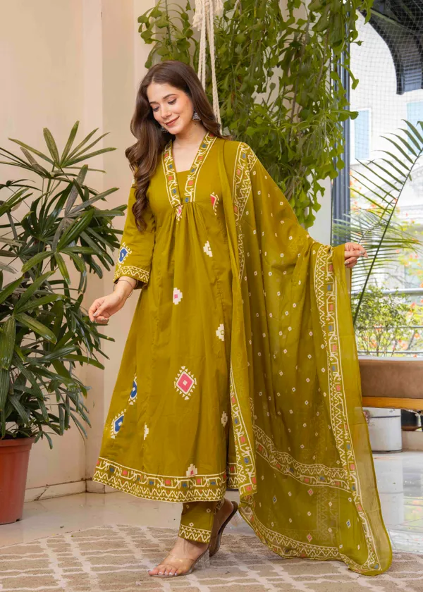 Mustard_Cotton_Anarkali_Kurta_For_Women
