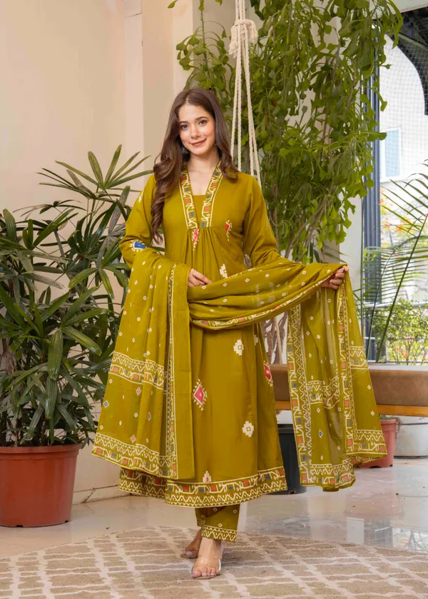 Mustard_Cotton_Anarkali_Kurta_For_Women
