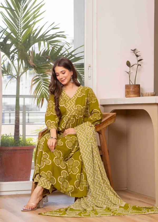 Mustard_Cotton_Anarkali_Kurta_For_Women
