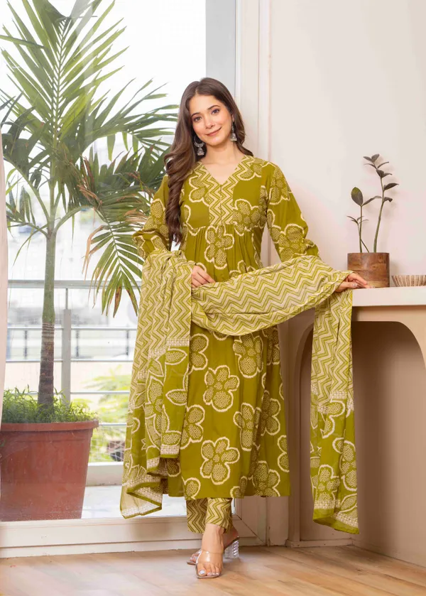 Mustard_Cotton_Anarkali_Kurta_For_Women