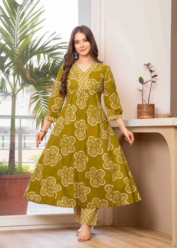 Mustard_Cotton_Anarkali_Kurta_For_Women