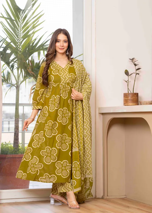 Mustard_Cotton_Anarkali_Kurta_For_Women
