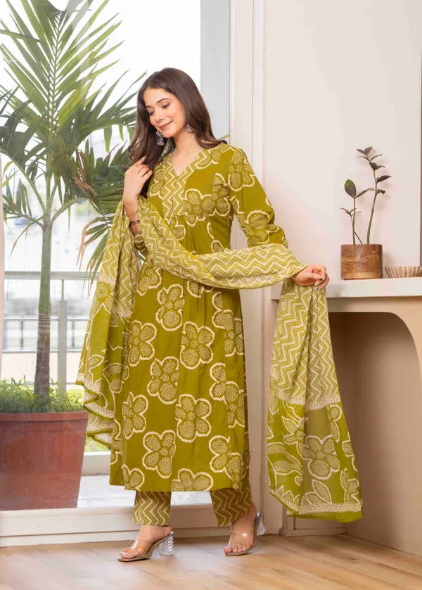 Mustard_Cotton_Anarkali_Kurta_For_Women