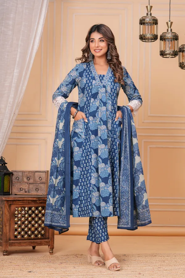Blue_Cotton_Anarkali_Kurta_For_Women