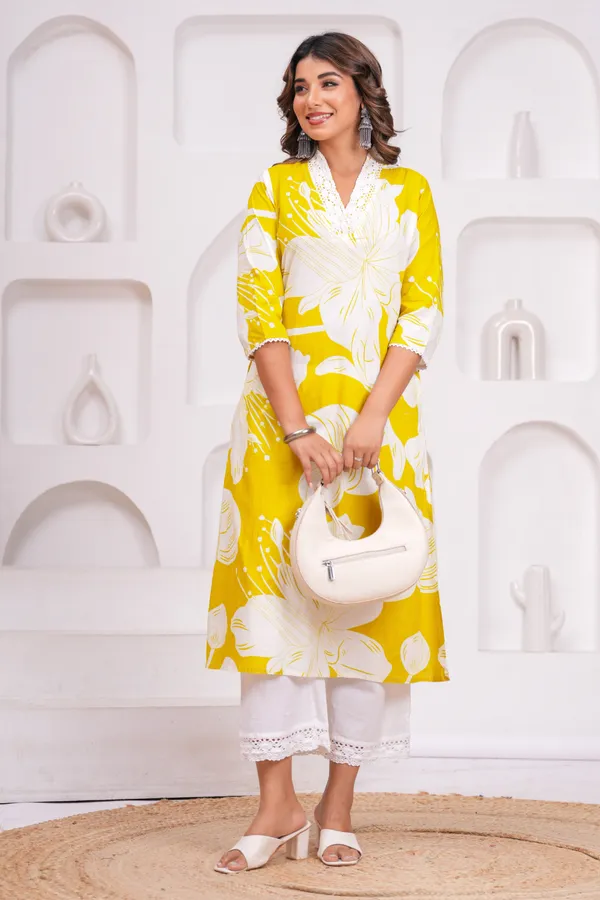Yellow_Cotton_Kurta_Set_For_Women