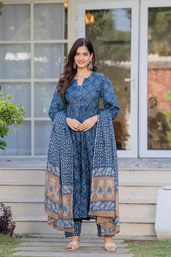 Blue_Cotton_Sequence_&__Kurta_For_Women