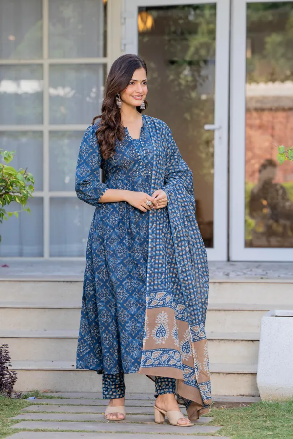 Blue_Cotton_Sequence_&__Kurta_For_Women