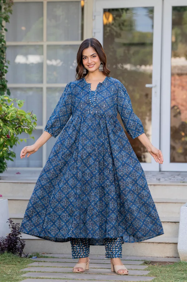 Blue_Cotton_Sequence_&__Kurta_For_Women