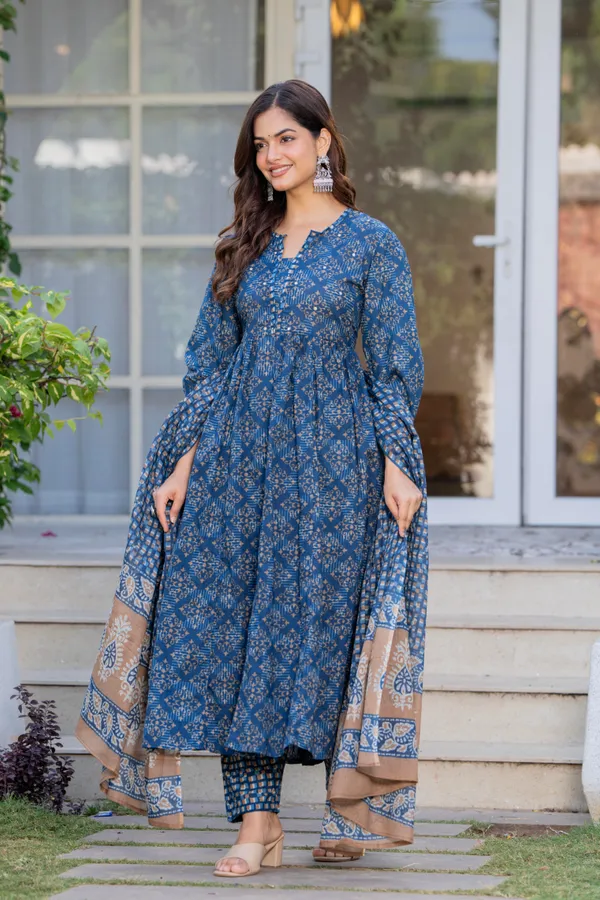 Blue_Cotton_Sequence_&__Kurta_For_Women