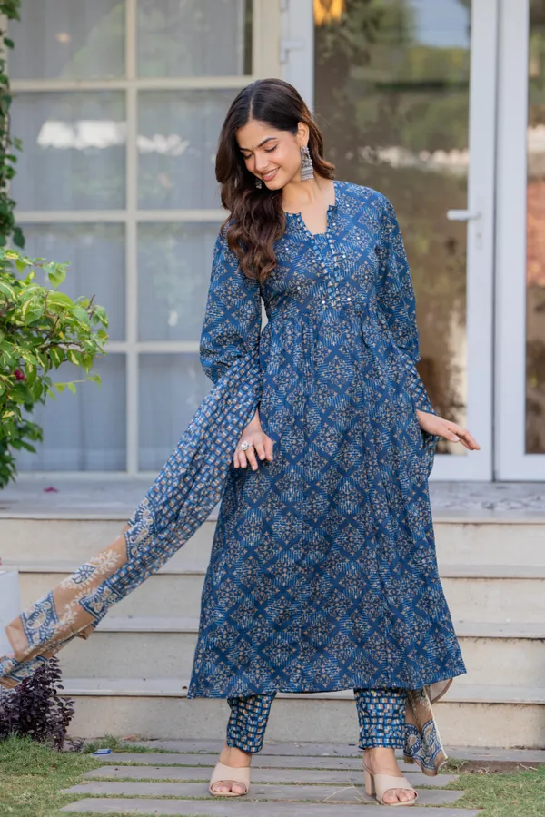 Blue_Cotton_Sequence_&__Kurta_For_Women