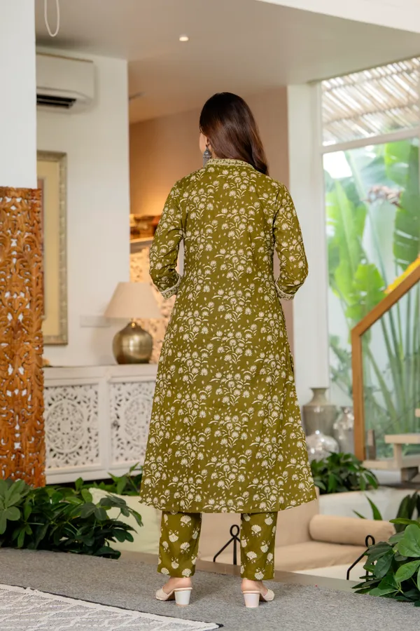 Olive_Green_Cotton_Lace_Work_Kurta_For_Women
