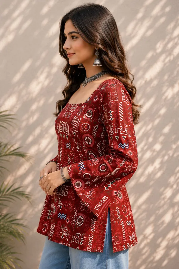 Jaimini_Women_Printed_Straight_Kurta_(Red)