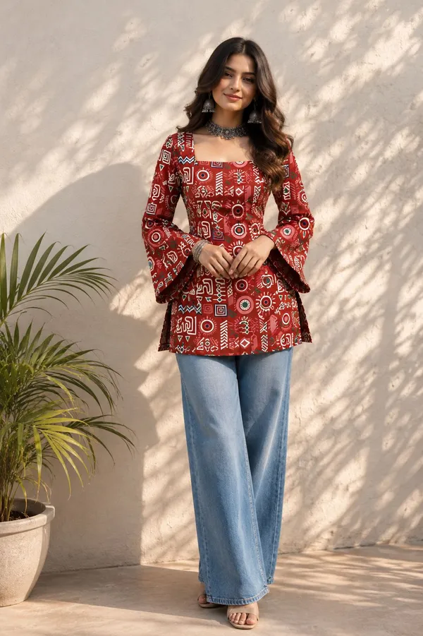 Jaimini_Women_Printed_Straight_Kurta_(Red)