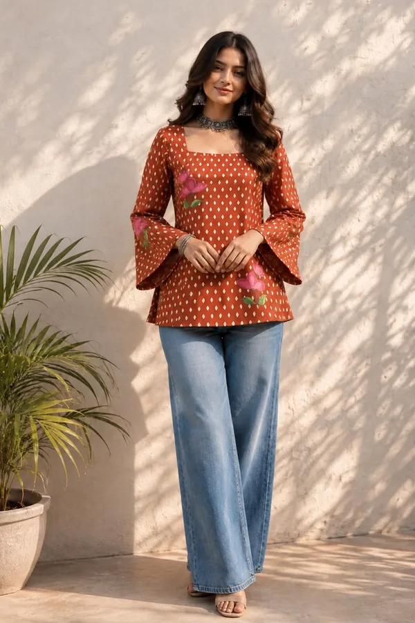 Orange_Cotton_Kurta_For_Women