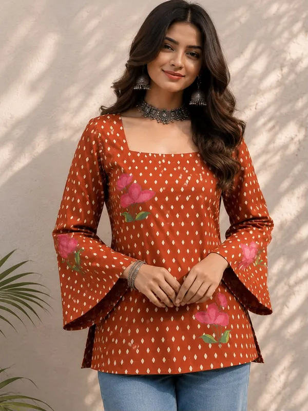 Orange_Cotton_Kurta_For_Women