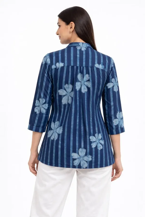 Jaimini_Women_Striped,_Floral_Print_Straight_Kurta_(Blue)