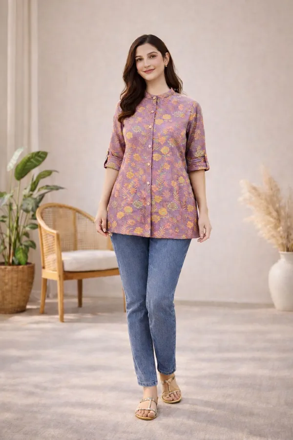Pink_Floral_Short_Kurti