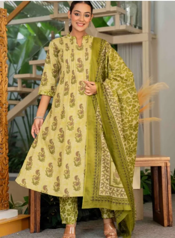 Mustard_Cotton_Sequance_Work_Kurta_For_Women