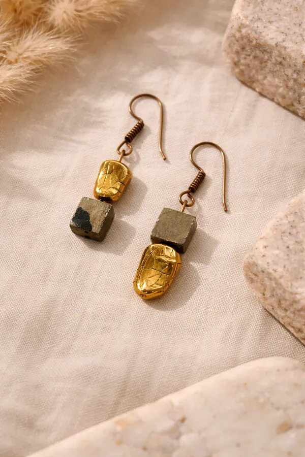 Pyrite_Upside_Down_Hoop_earrings