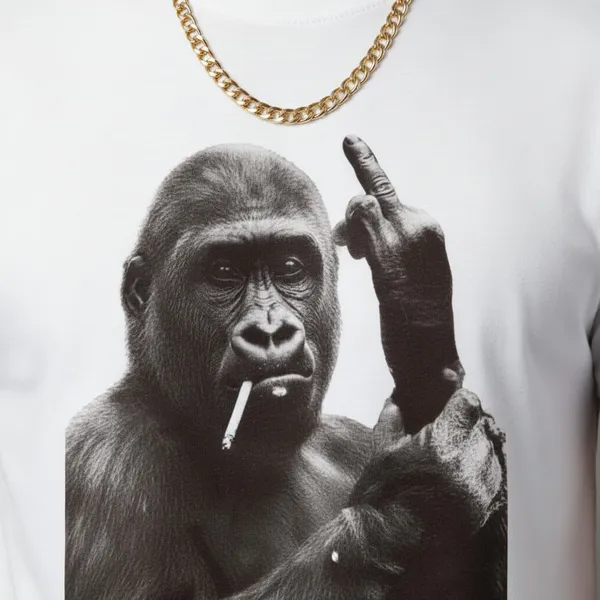 Graphic_Print_White_T-Shirt_With_Gorilla_Design