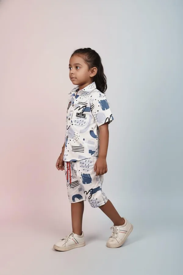 Kids_Abstract_Print_Shirt_And_Shorts_Nightwear_Set