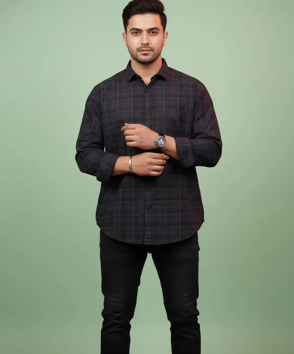 Men'S_Black_Check_Full_Sleeve_Formal_Shirt
