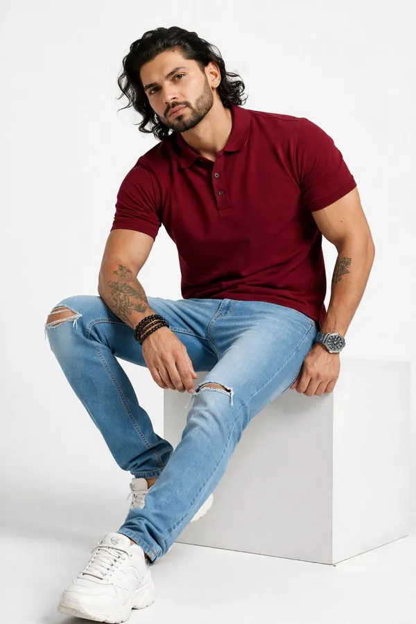 Men'S_Maroon_Polo_T-Shirt