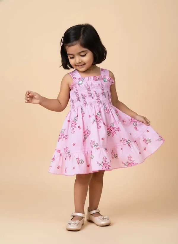 Pink_Floral_Smocked_Dress_For_Girls