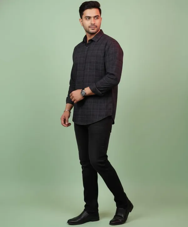 Men'S_Black_Check_Full_Sleeve_Formal_Shirt