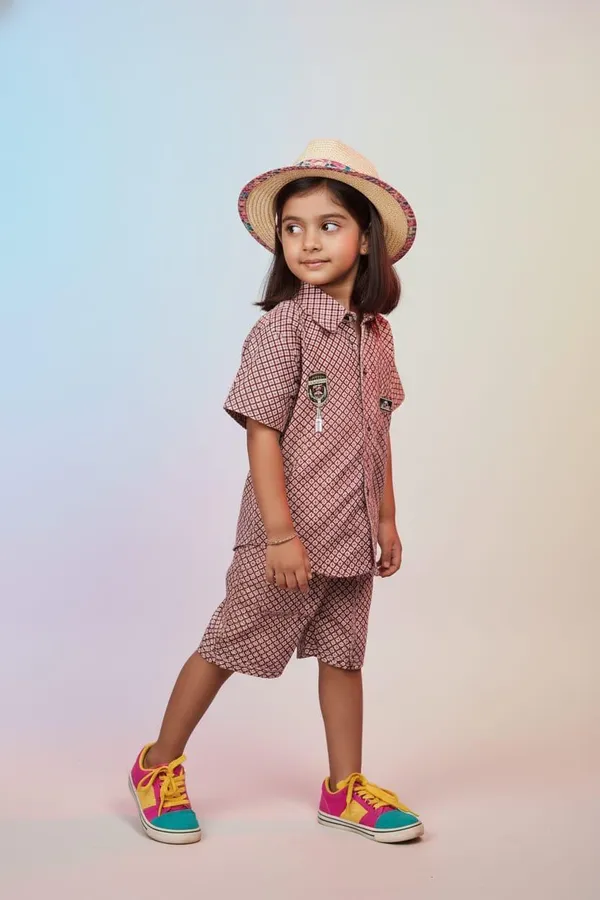 Brown_Printed_Co-Ord_Set_For_Girls_With_Straw_Hat