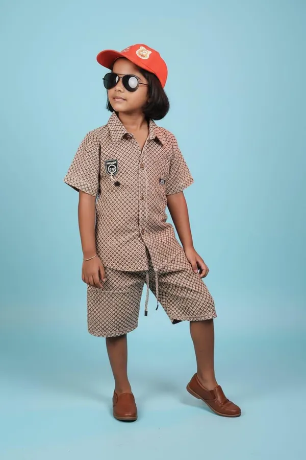 Girls_Checkered_Shirt_And_Shorts_Co-Ord_Set