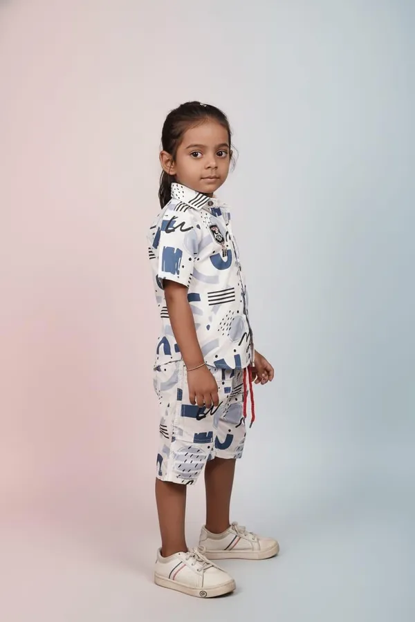 Kids_Abstract_Print_Shirt_And_Shorts_Nightwear_Set