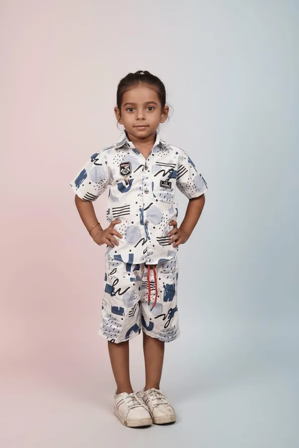 Kids_Abstract_Print_Shirt_And_Shorts_Nightwear_Set